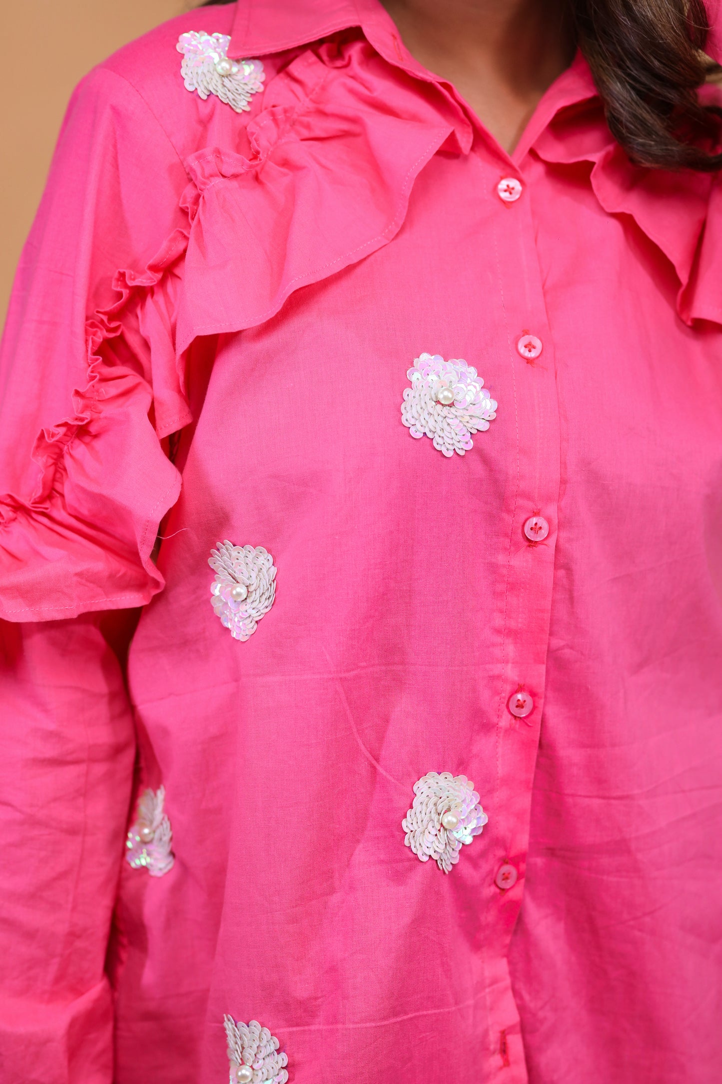 Hot Pink Ruffle Shirt