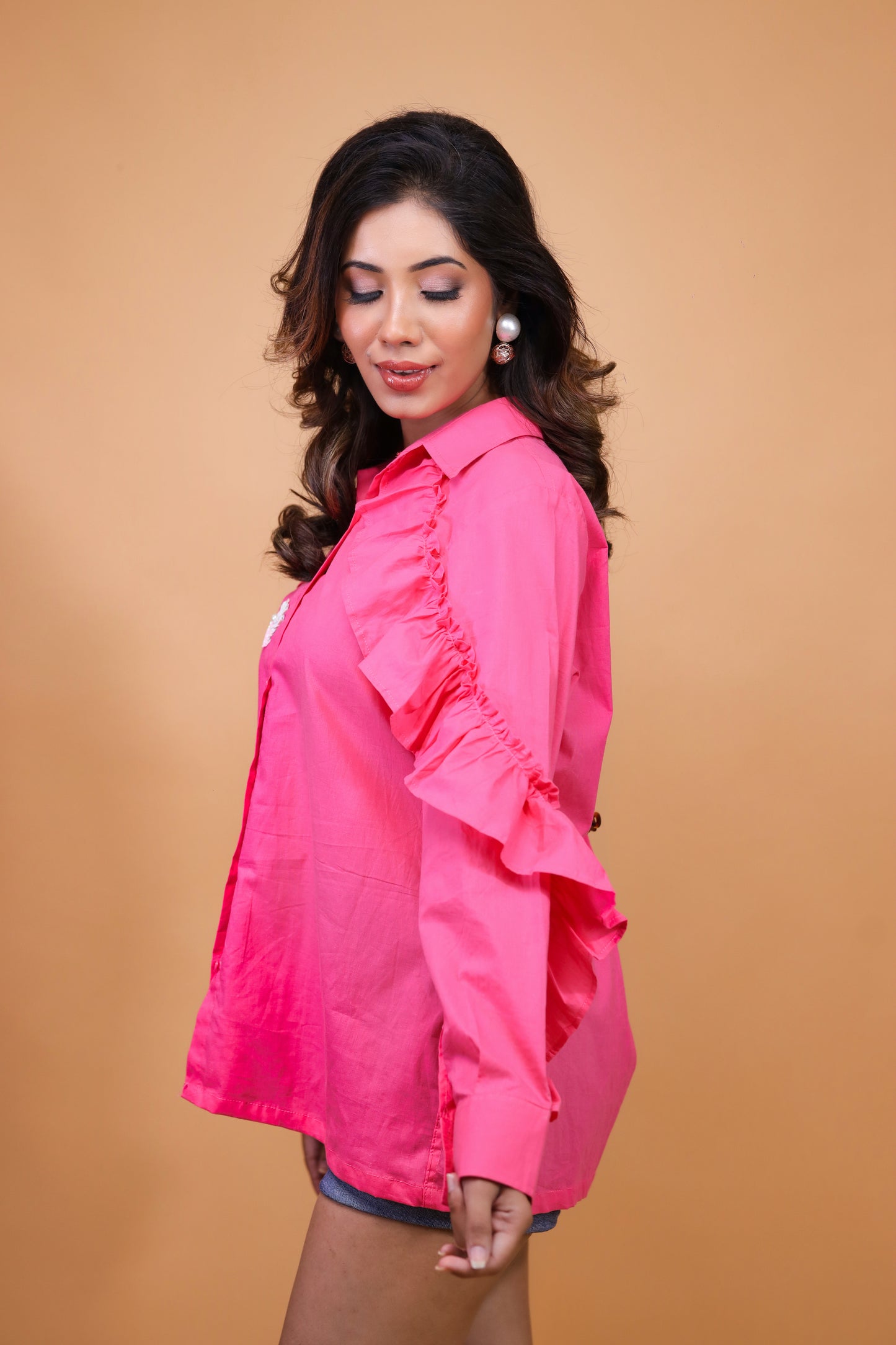 Hot Pink Ruffle Shirt