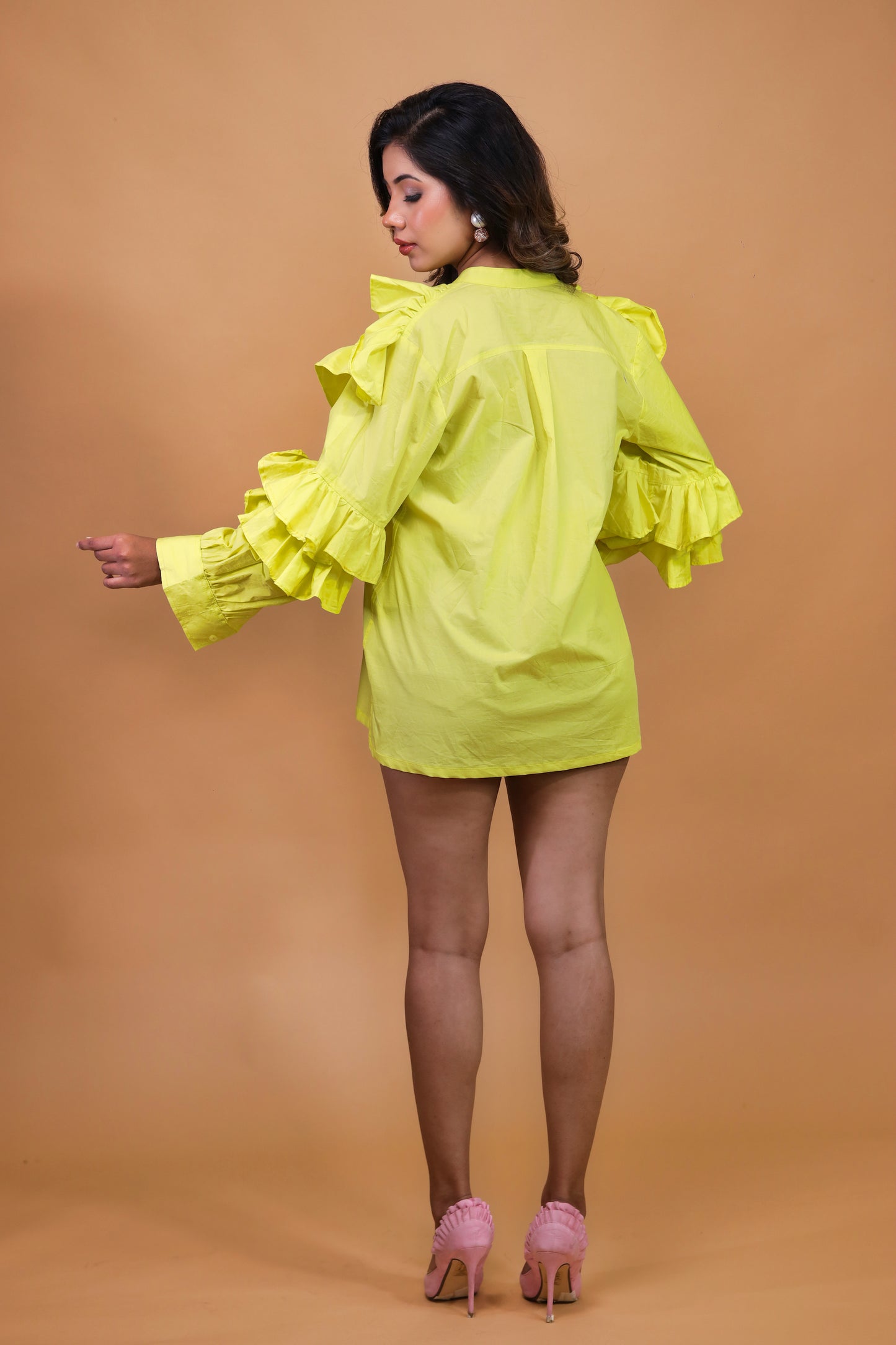 Lime Green Ruffle Shirt