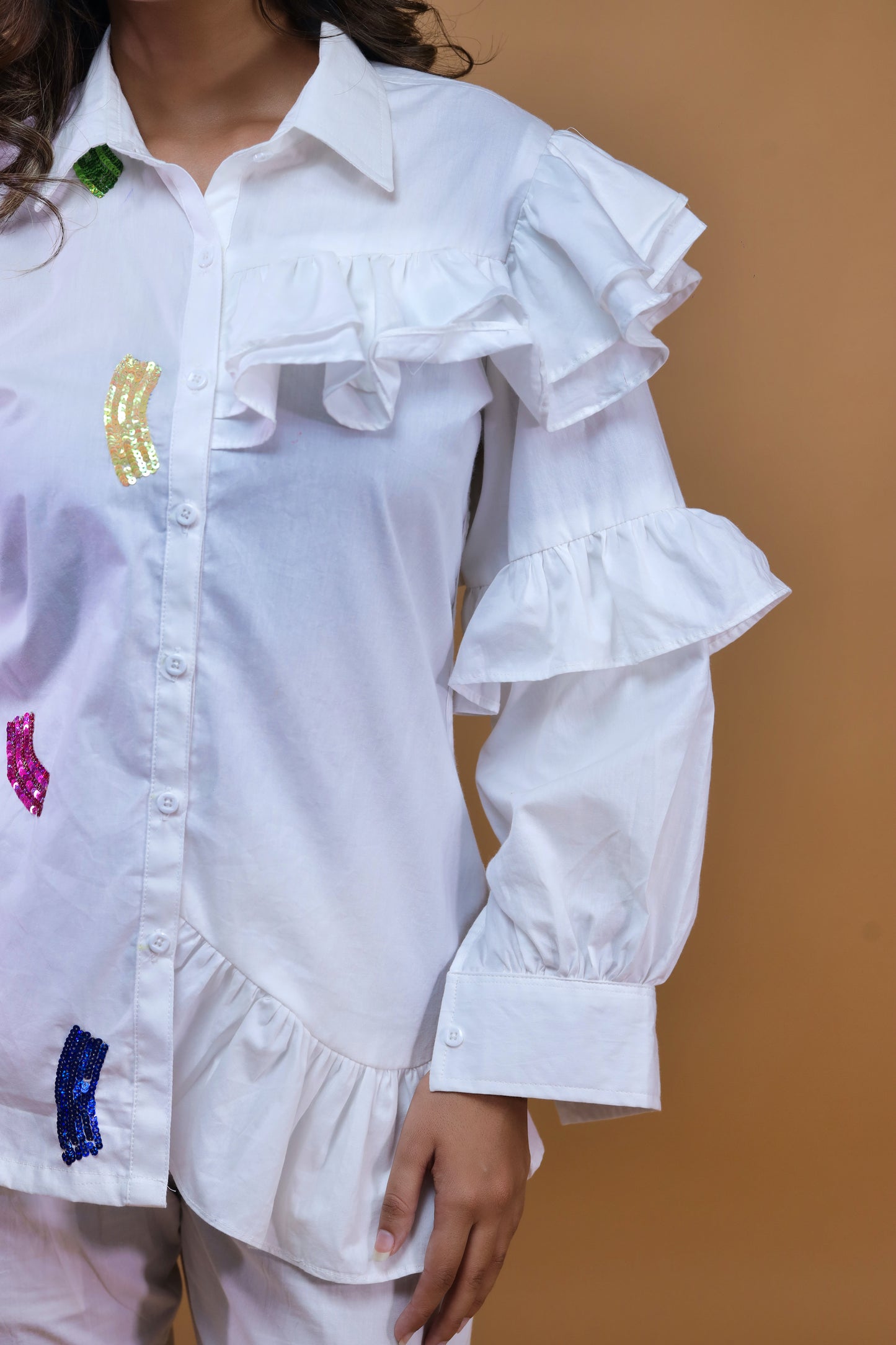 White Ruffled Co-ord Set