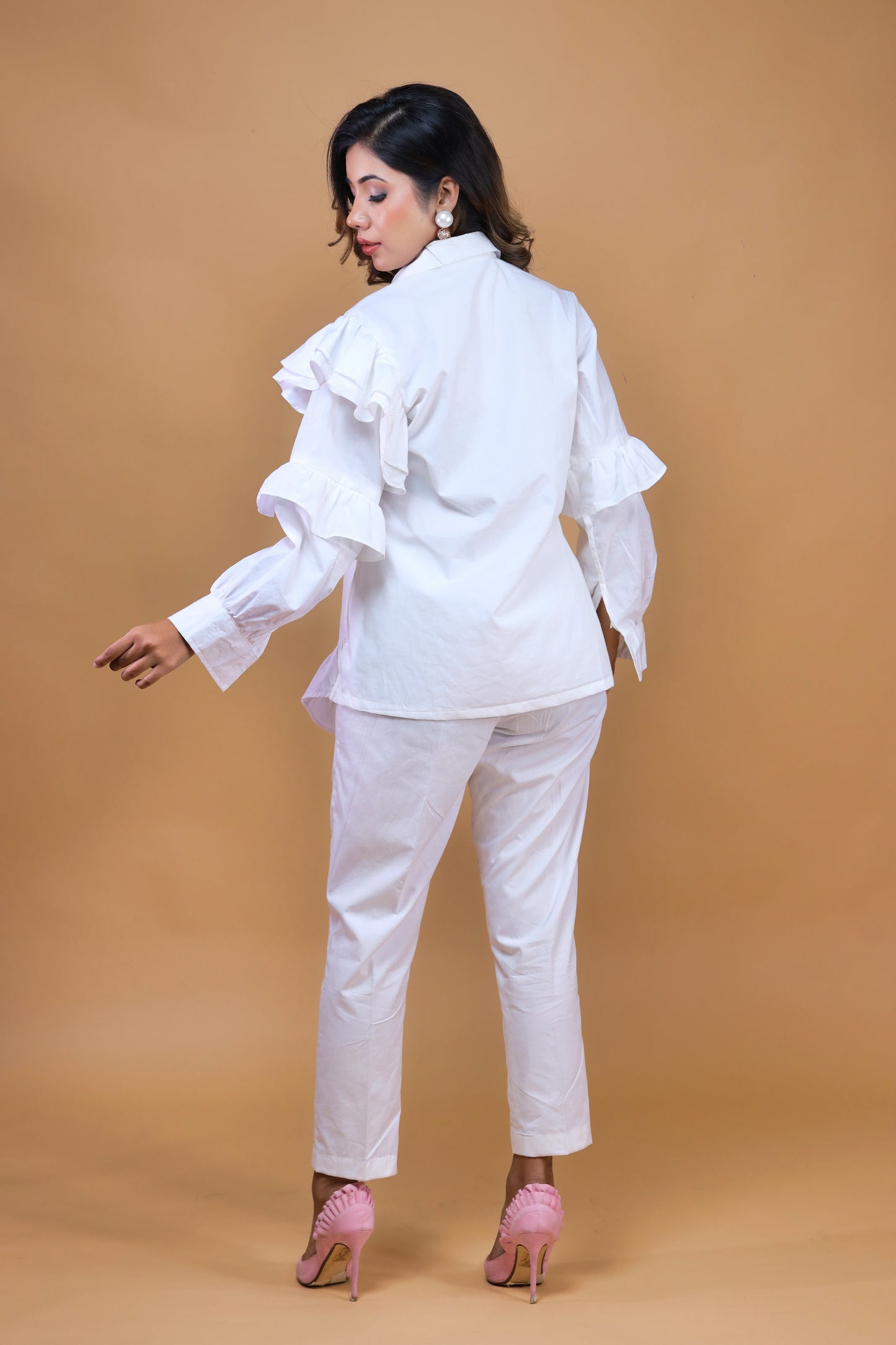 White Ruffled Co-ord Set