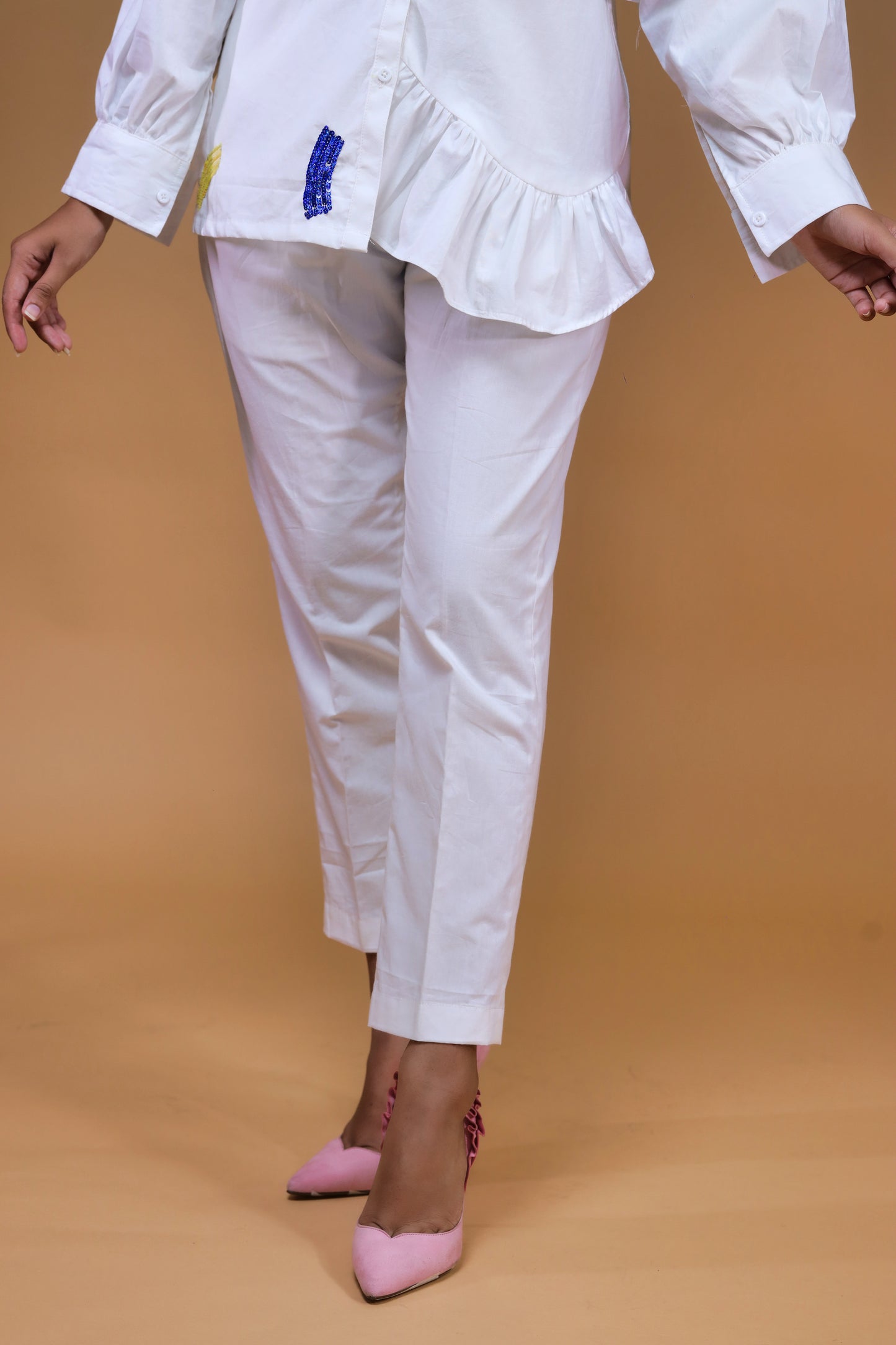 White Ruffled Co-ord Set