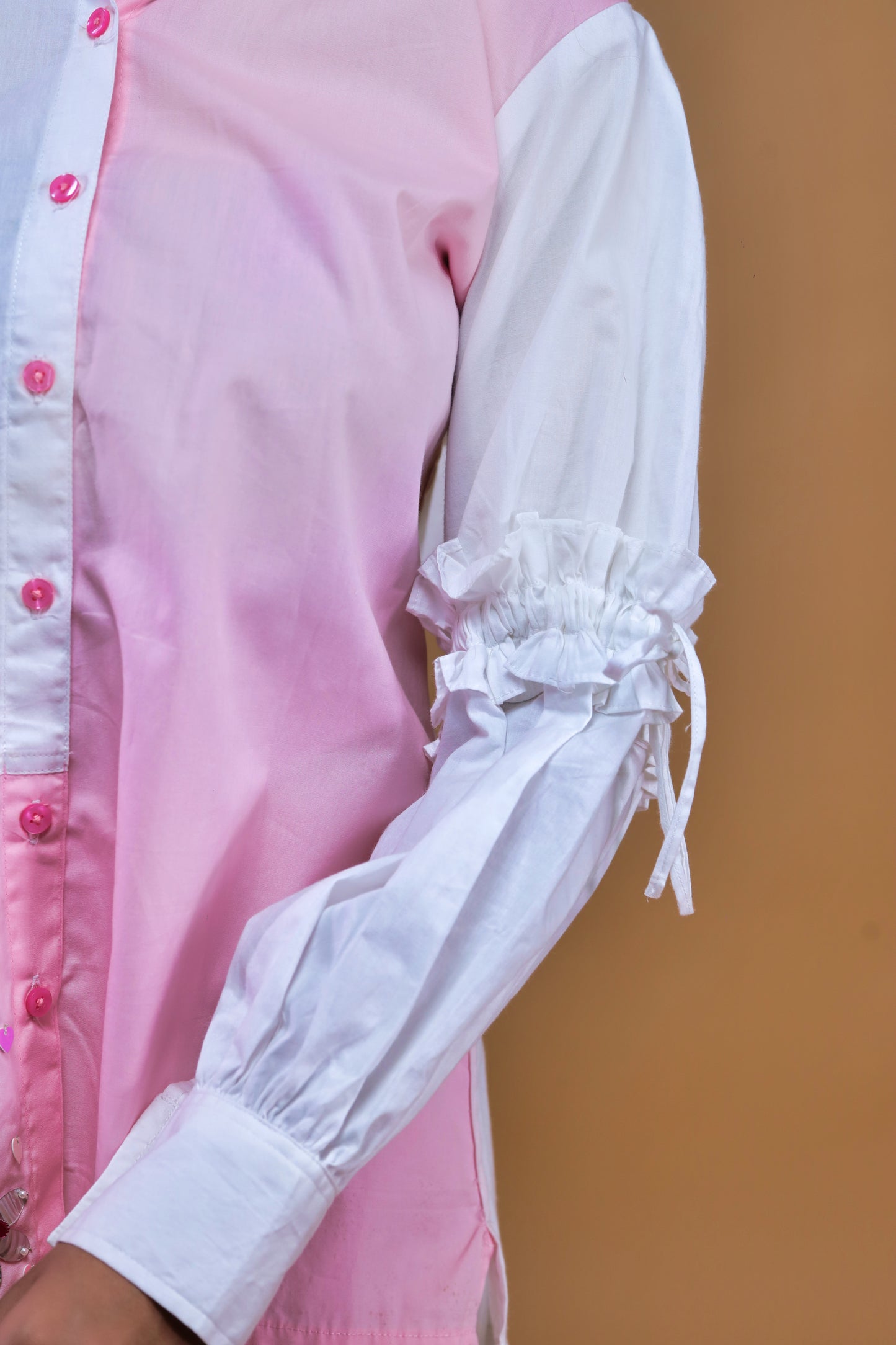 White N Baby Pink Shirt With Pants