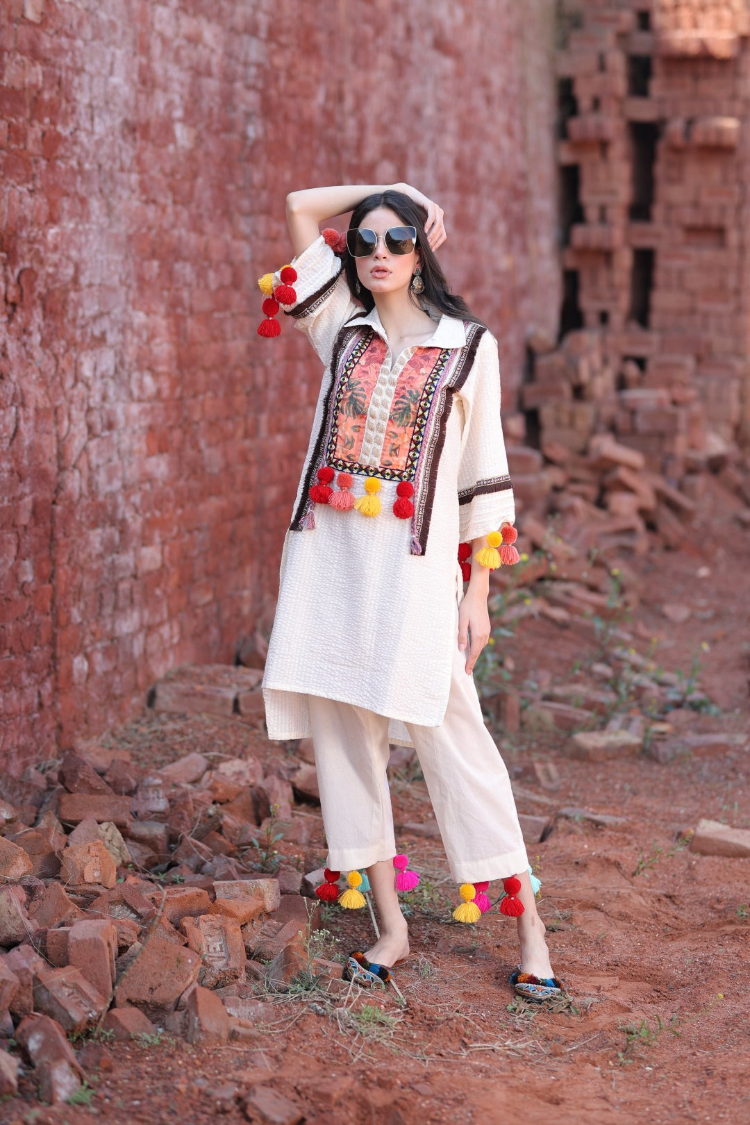 "Tassel Tales" Handcrafted Cotton Kurta Set