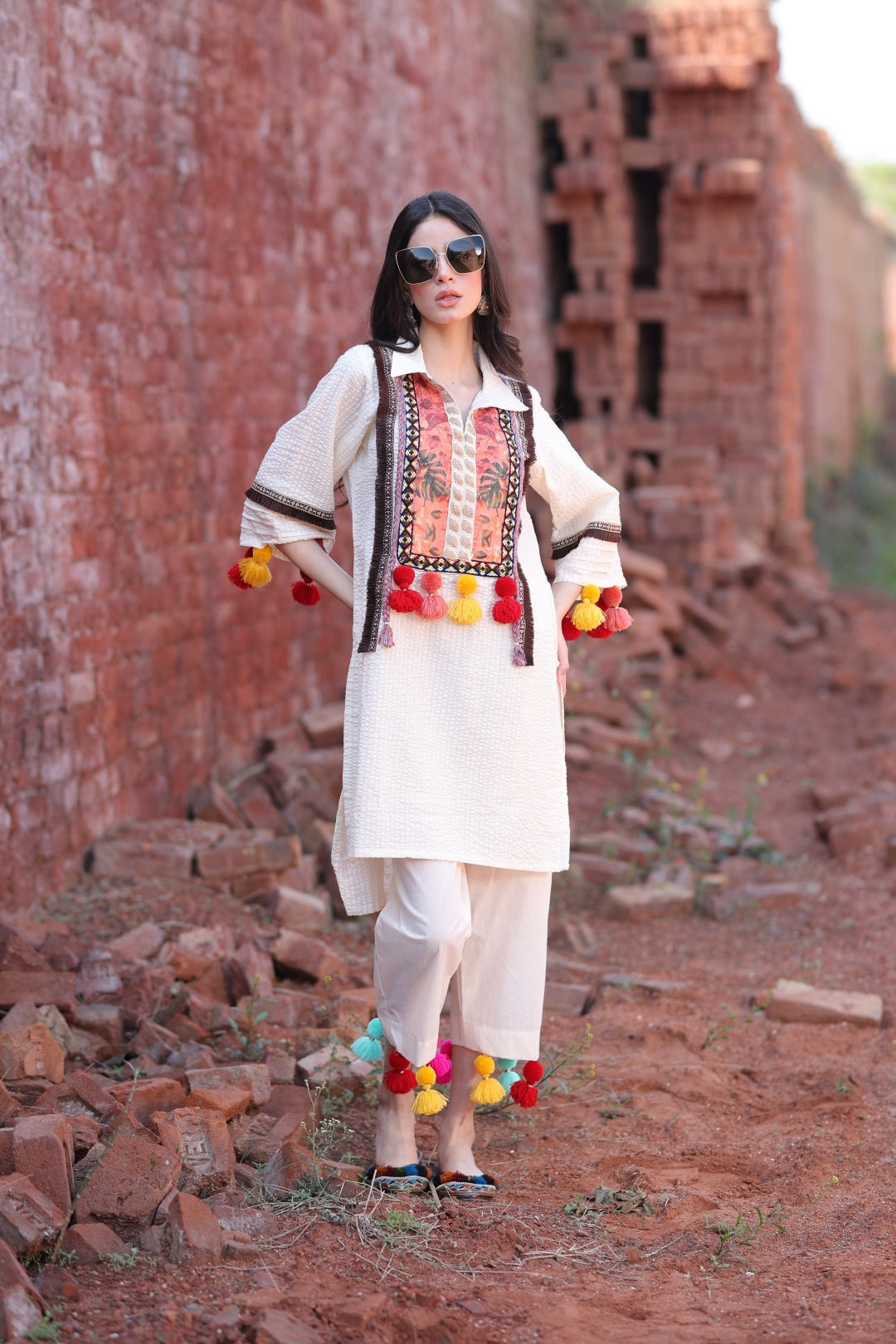 "Tassel Tales" Handcrafted Cotton Kurta Set