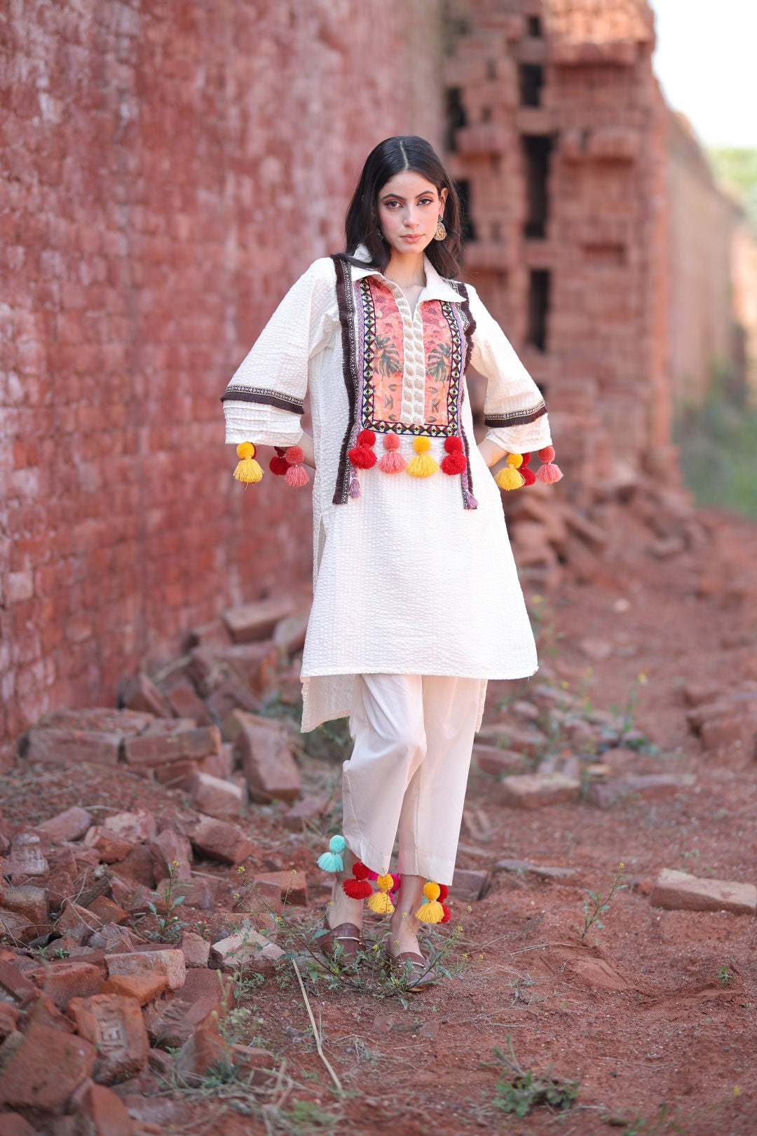 "Tassel Tales" Handcrafted Cotton Kurta Set