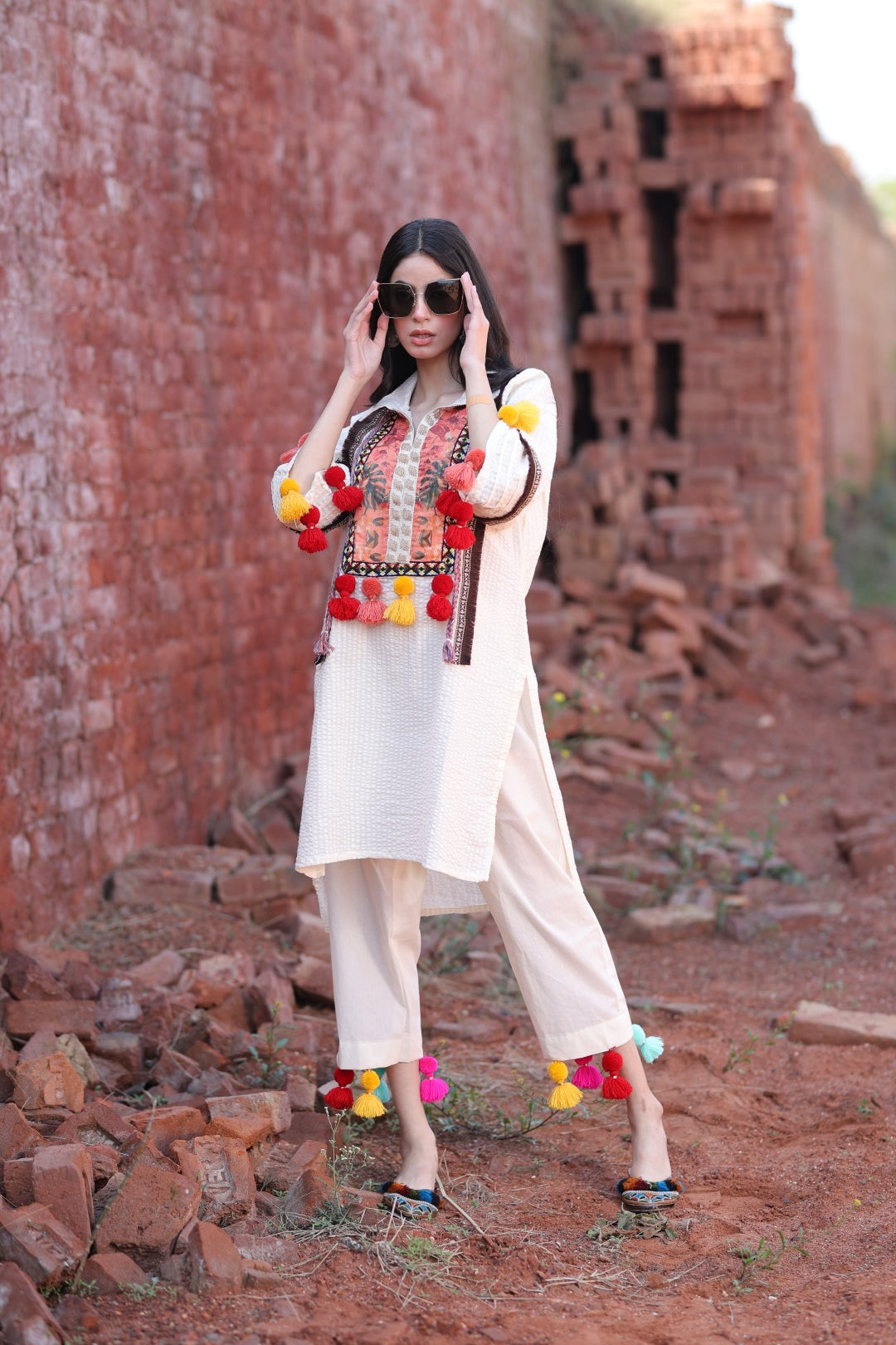 "Tassel Tales" Handcrafted Cotton Kurta Set