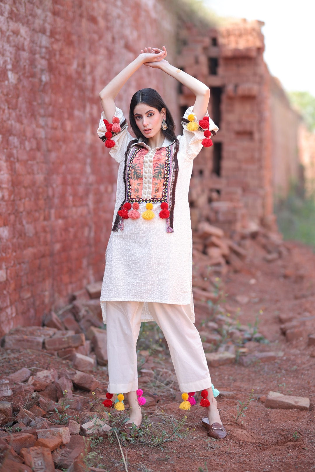 "Tassel Tales" Handcrafted Cotton Kurta Set