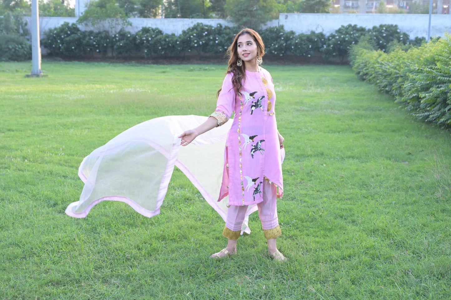 Baby Pink Suit N Dupatta With Sequence Embroidery - Mani Dua Khanna - Kurta Sets With Dupatta - Mani Dua Khanna