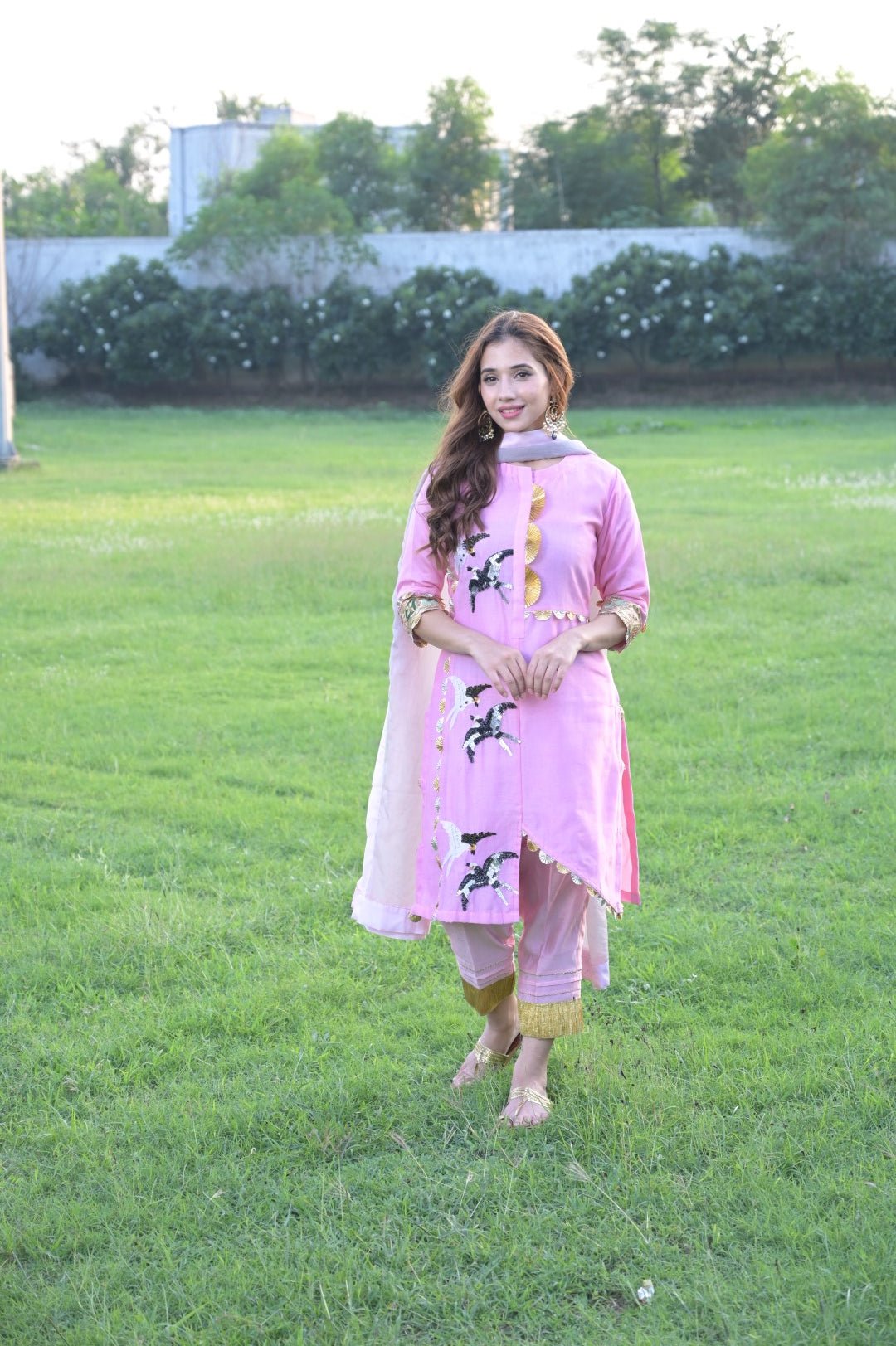 Baby Pink Suit N Dupatta With Sequence Embroidery - Mani Dua Khanna - Kurta Sets With Dupatta - Mani Dua Khanna