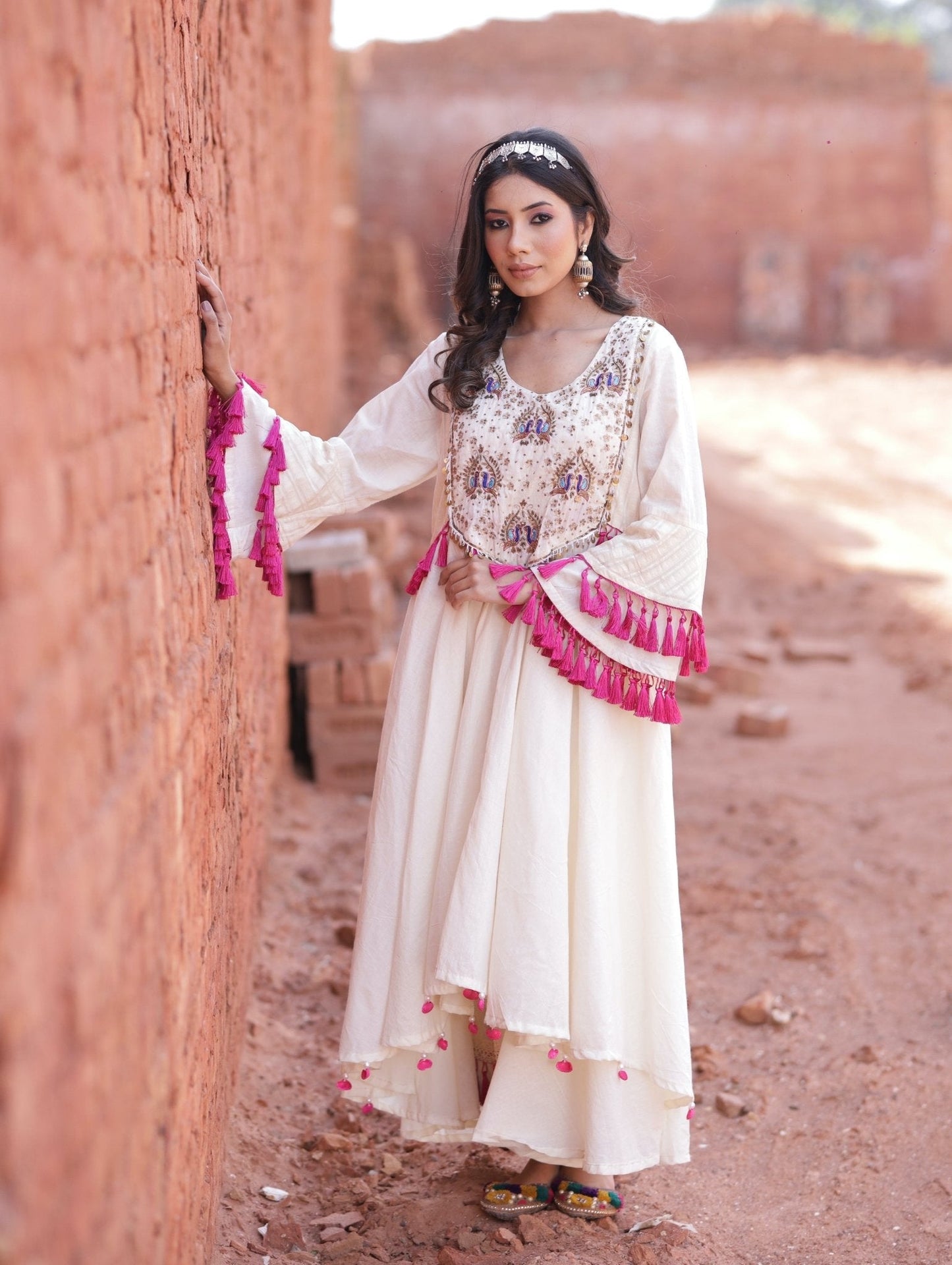 Flared Sleeves Ivory Kurta Set - Mani Dua Khanna - Kurta Sets - Mani Dua Khanna