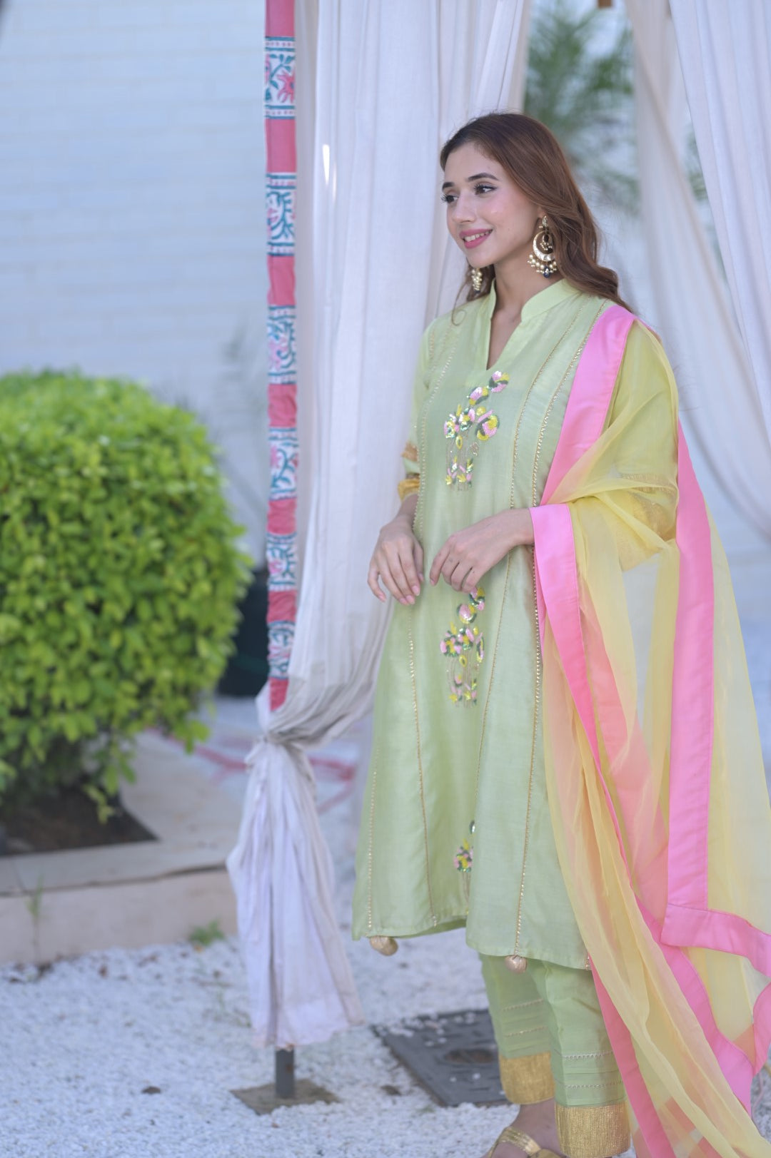 Pistachio Green With Dupatta Kurta Set