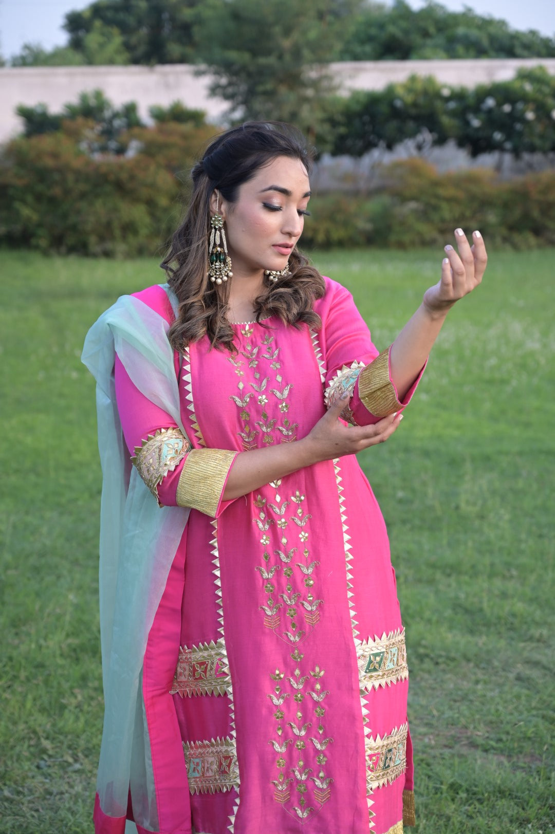Hot Pink Suit N Pants With Blue Dupatta Having Gotta Work