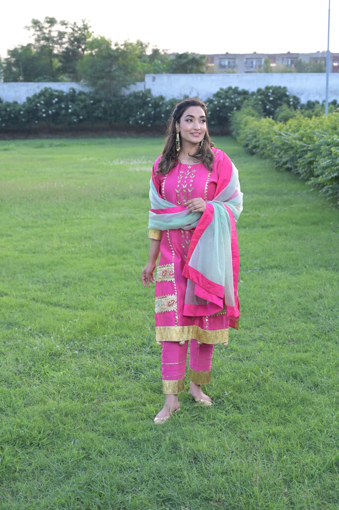 Hot Pink Suit N Pants With Blue Dupatta Having Gotta Work