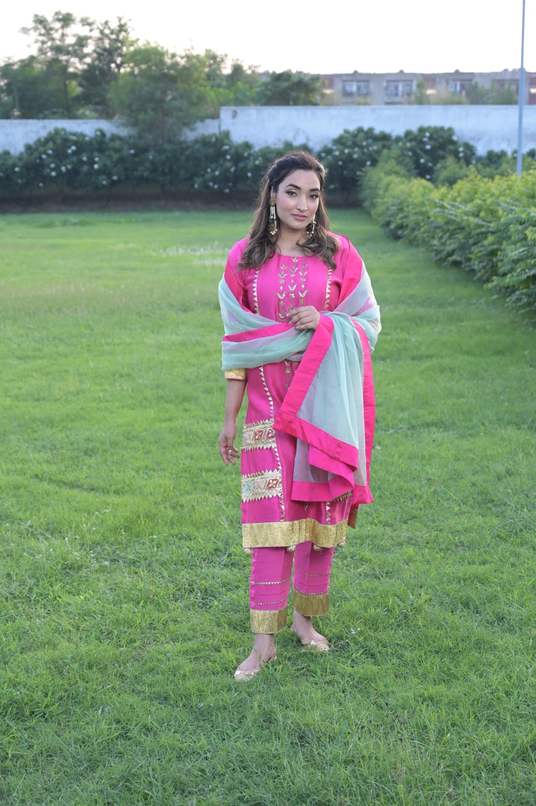 Hot Pink Suit N Pants With Blue Dupatta Having Gotta Work