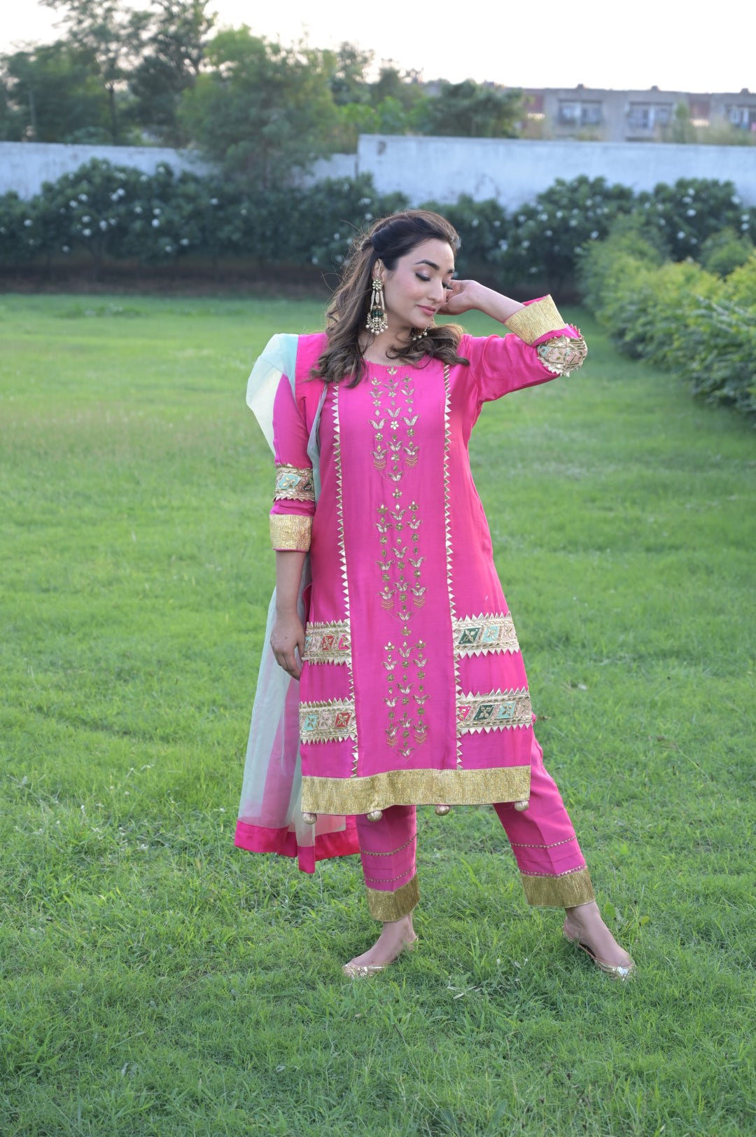Hot Pink Suit N Pants With Blue Dupatta Having Gotta Work
