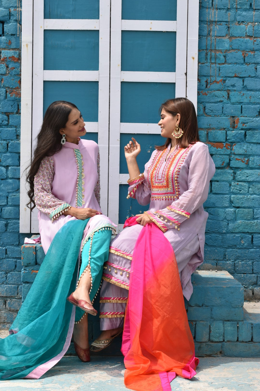 Mauve Kurta, Pants & Pink Dupatta In Organza Having Gotta Work