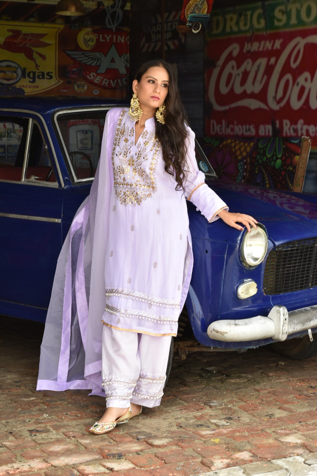 Liliac Kurta, Pants & Dupatta In Organza Having Gotta Work