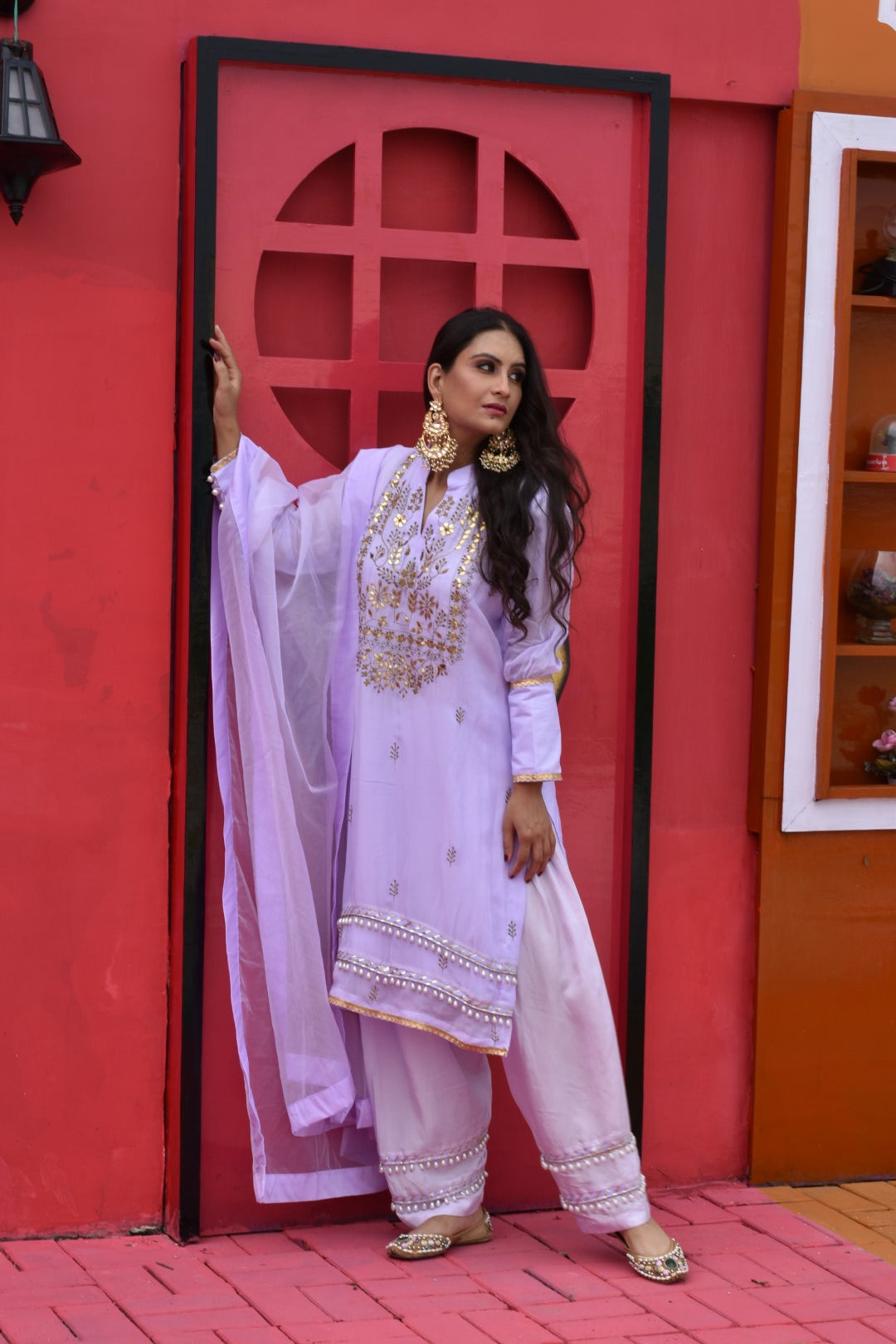Liliac Kurta, Pants & Dupatta In Organza Having Gotta Work
