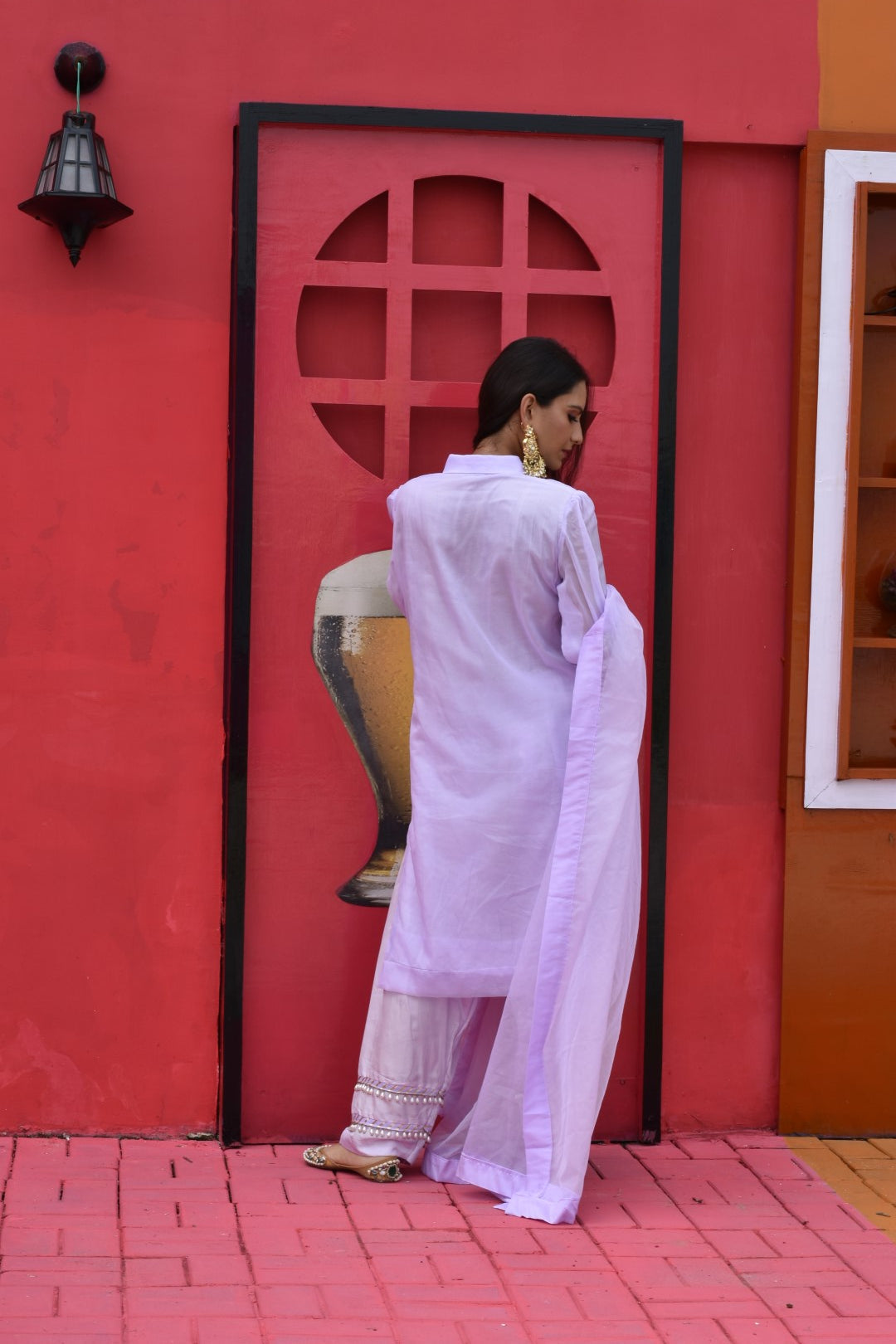 Liliac Kurta, Pants & Dupatta In Organza Having Gotta Work