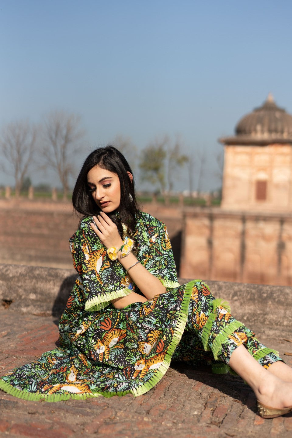 Tiger Print Kurta Set