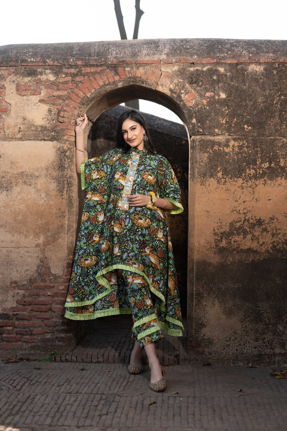 Tiger Print Kurta Set