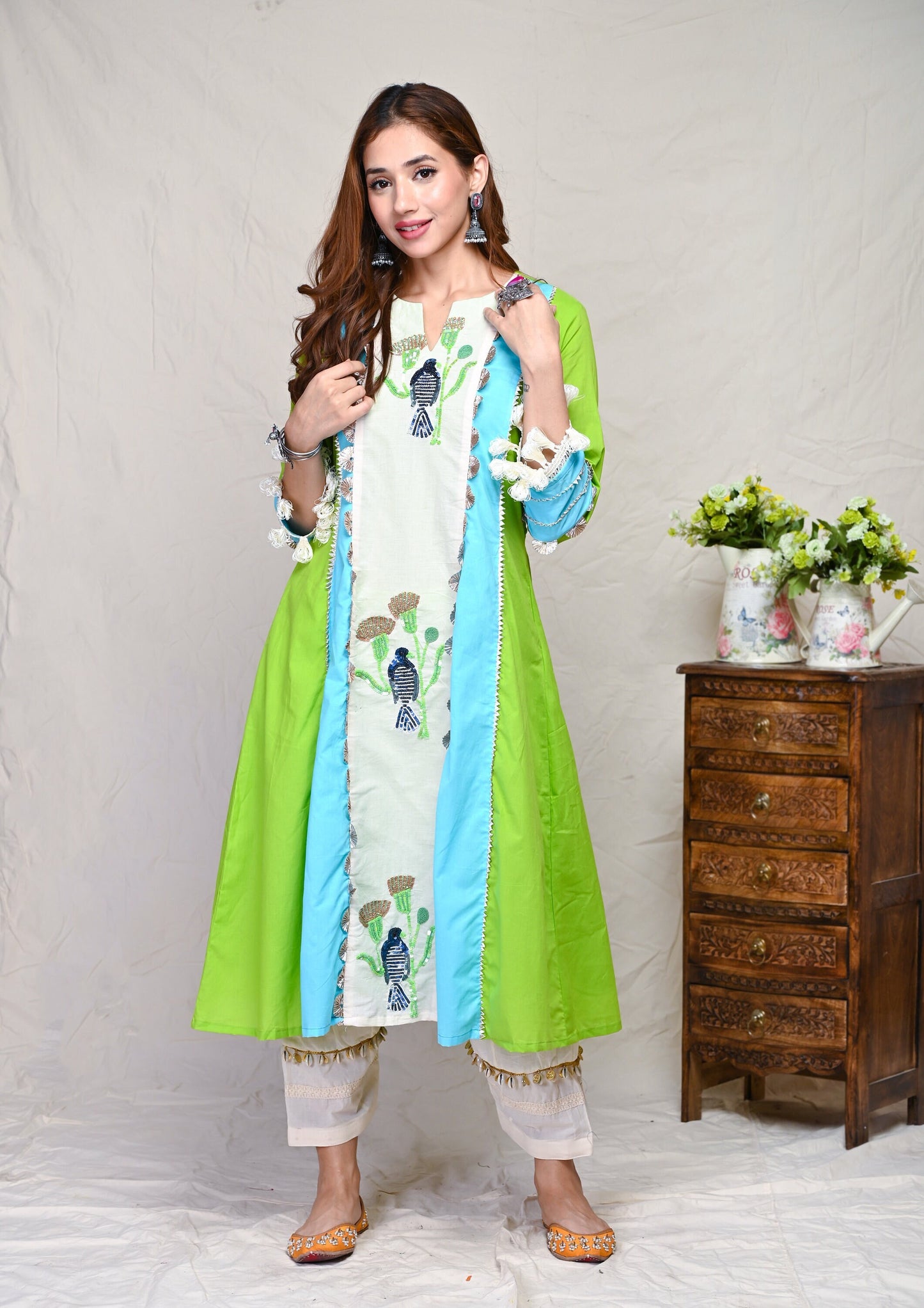 Green Sequence Indian Wear Kurta Set