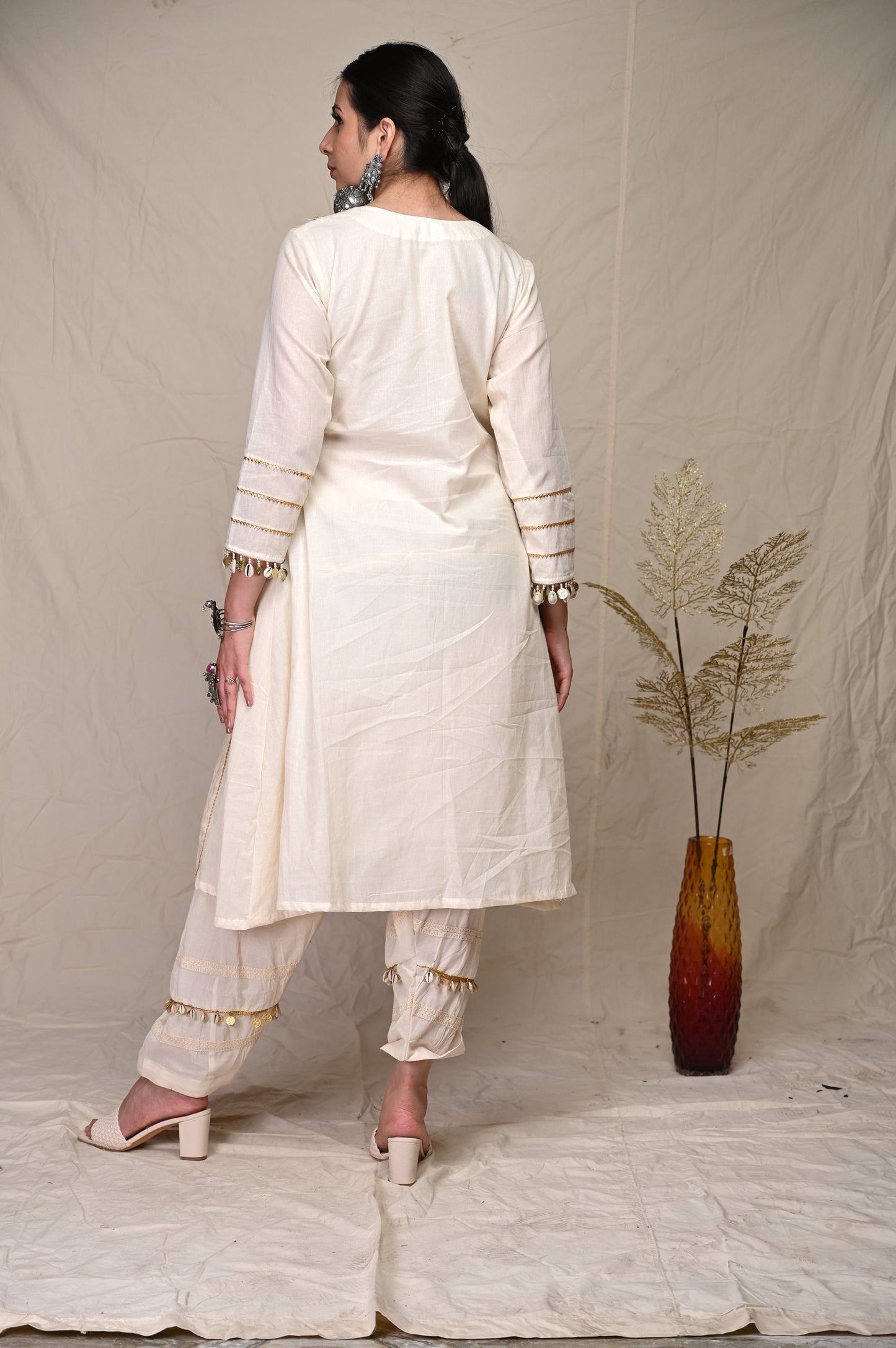 White Indian Wear Kurta Set With Dupatta