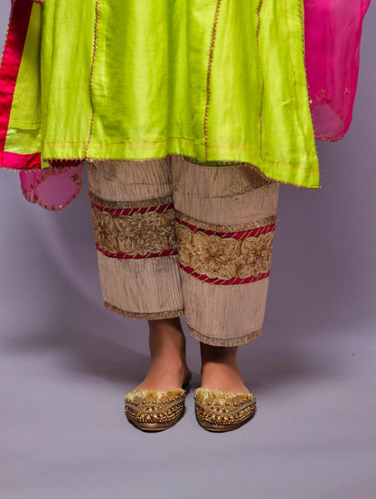 Lime Green Suit With Pants & Dupatta