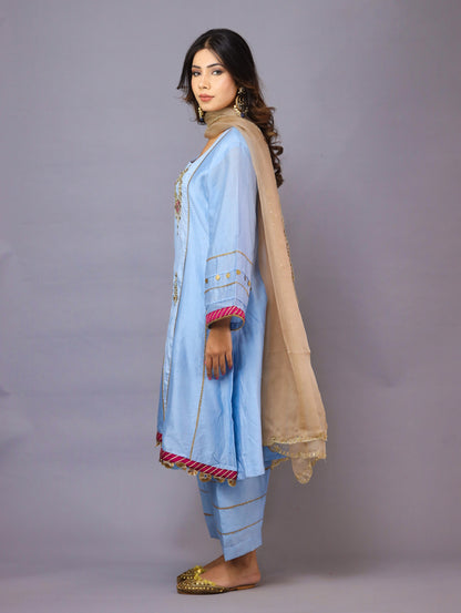 Light Blue And Pink Kurta Set