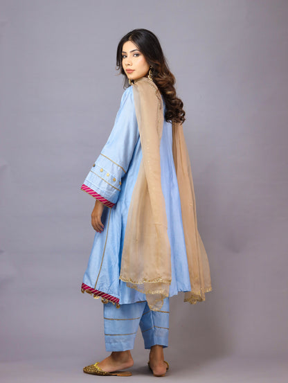 Light Blue And Pink Kurta Set