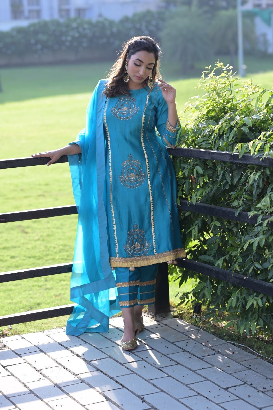 Blue Suit & Dupatta With Gotta Work - Mani Dua Khanna - Kurta Sets With Dupatta - Mani Dua Khanna