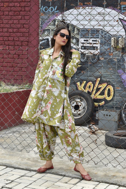 Co - ord Sets Having Tropical Print Kurta & Pants - Mani Dua Khanna - Co - ord Set - Mani Dua Khanna