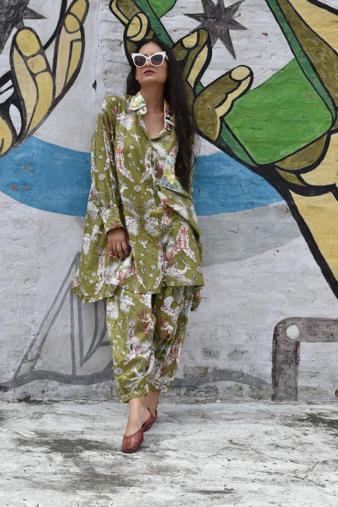 Co - ord Sets Having Tropical Print Kurta & Pants - Mani Dua Khanna - Co - ord Set - Mani Dua Khanna