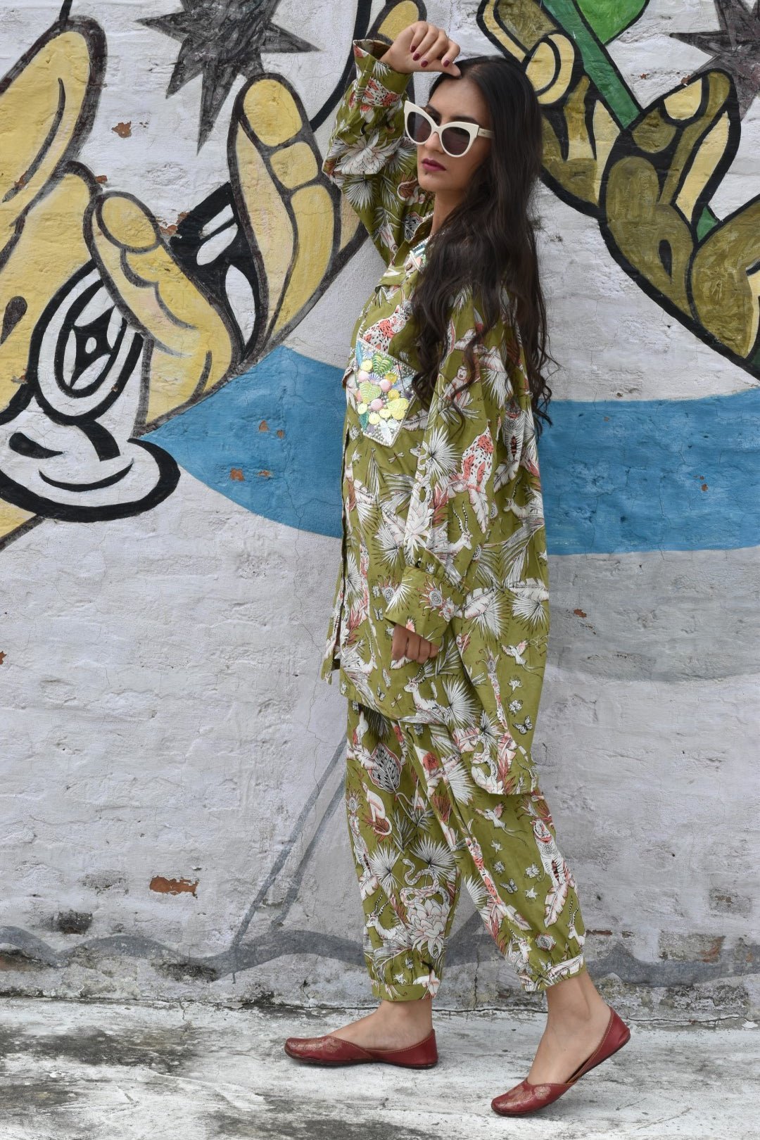 Co - ord Sets Having Tropical Print Kurta & Pants - Mani Dua Khanna - Co - ord Set - Mani Dua Khanna