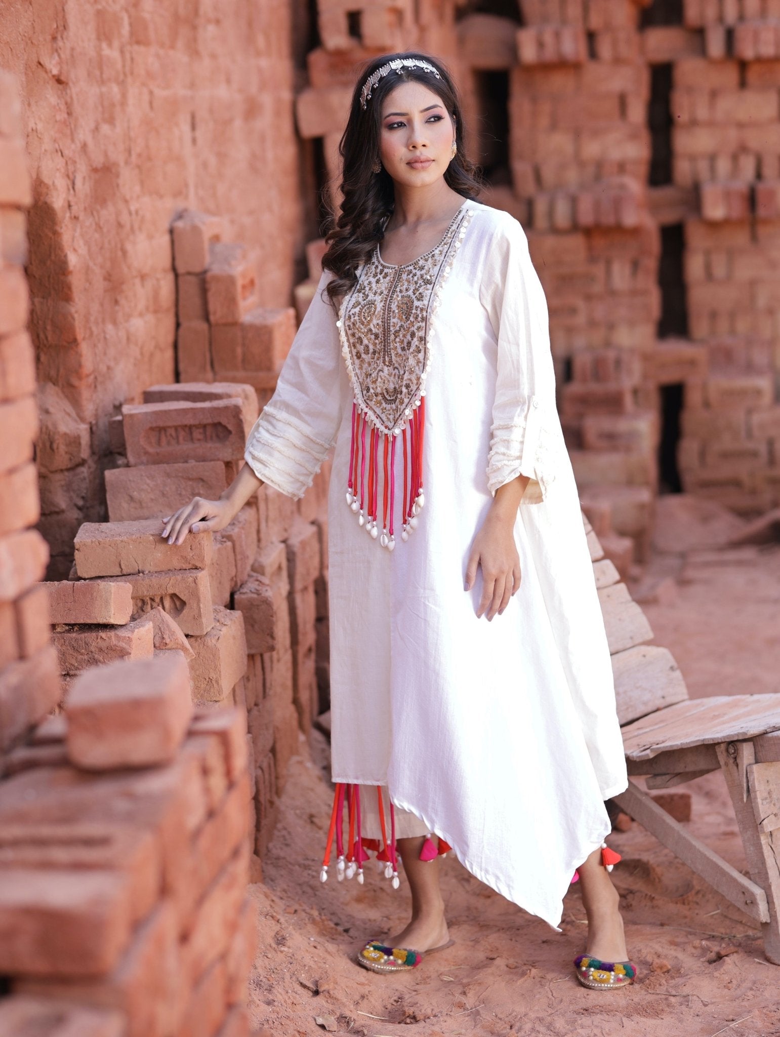 Asymmetric Ivory Kurta Set - Mani Dua Khanna - Kurta Sets - Mani Dua Khanna