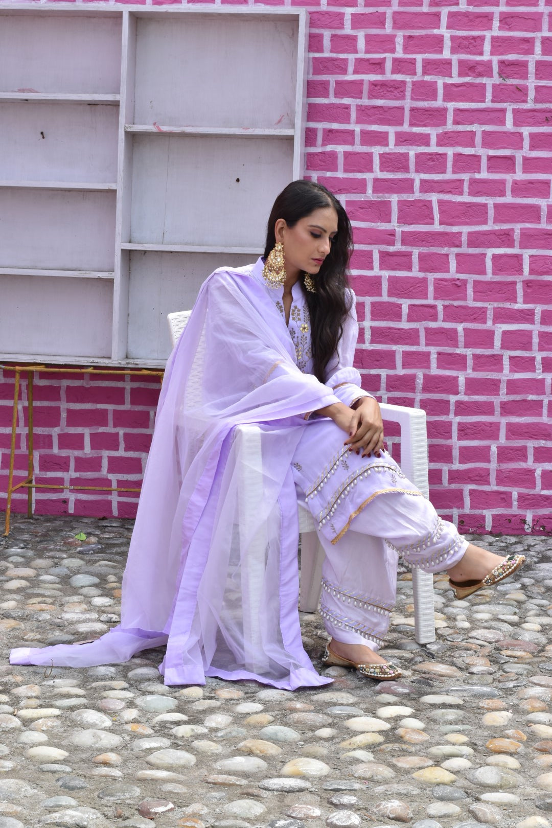 Liliac Kurta, Pants & Dupatta In Organza Having Gotta Work