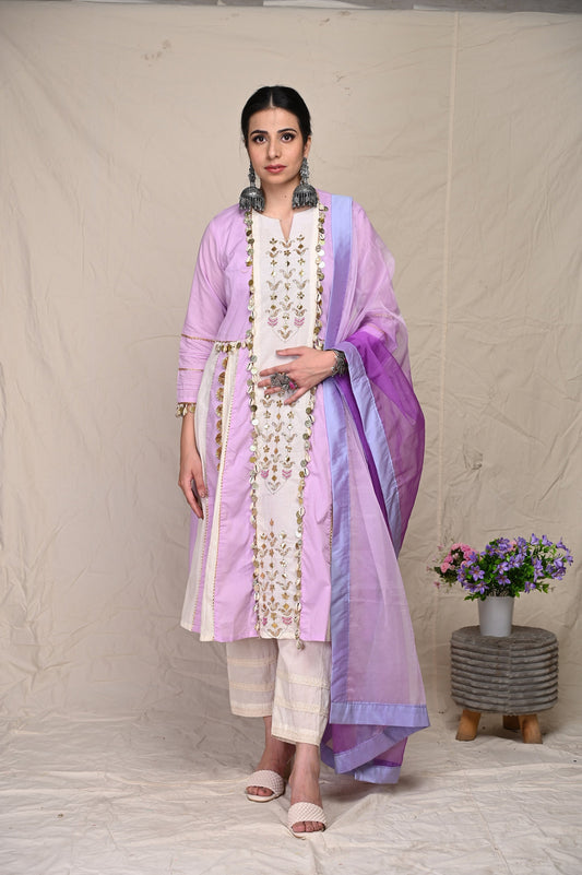 Purple Gotta Patti Indian Wear Kurta Set With Dupatta